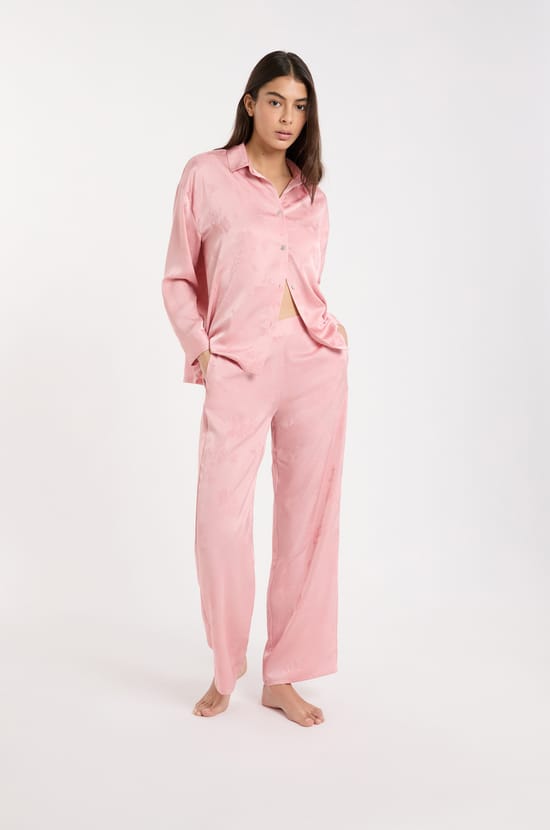Pantalon de pyjama satin&eacute;;${refinementColor}