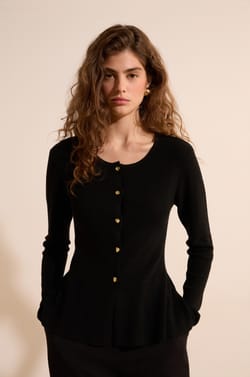Pull cardigan col rond avec laine;${refinementColor}