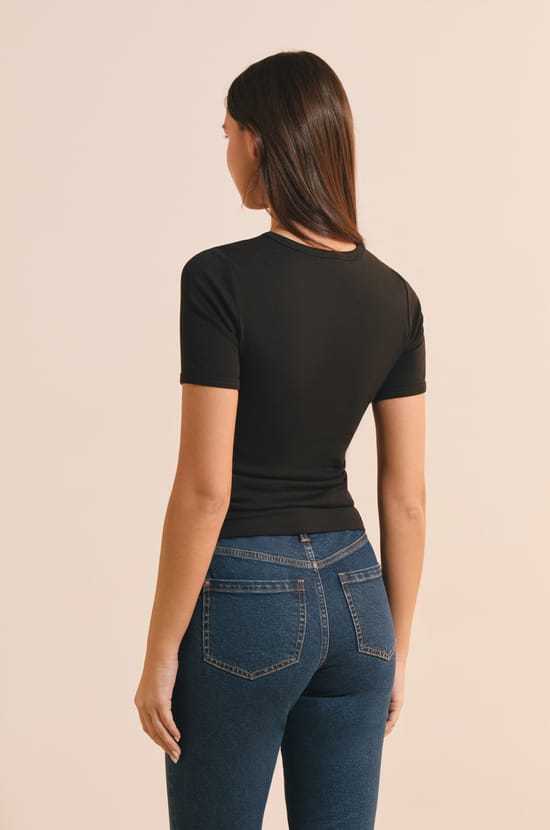 Short-sleeved T-shirt with cotton modal;${refinementColor}