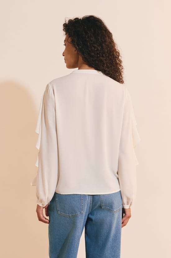 Chemise manches longues &agrave; volants;${refinementColor}