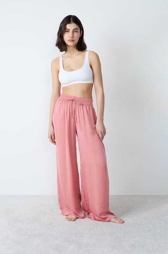 Wide-Cut Satin Trousers;${refinementColor}