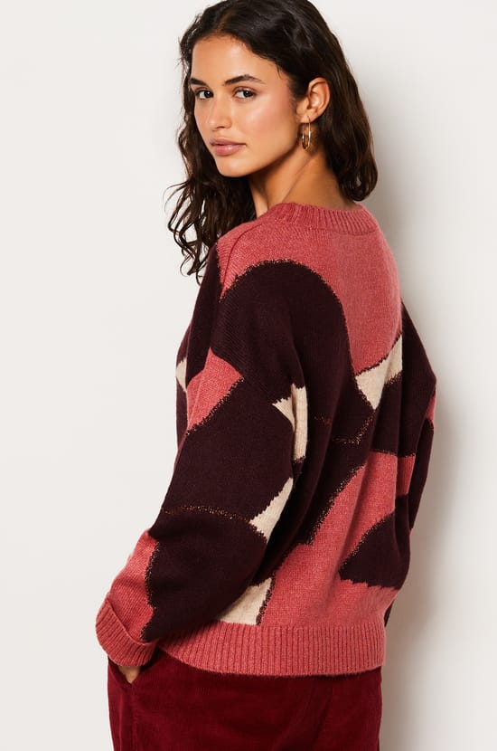 Pull col rond à motifs;${refinementColor}