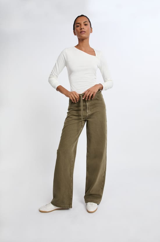 Pantalon avec cordon en coton;${refinementColor}