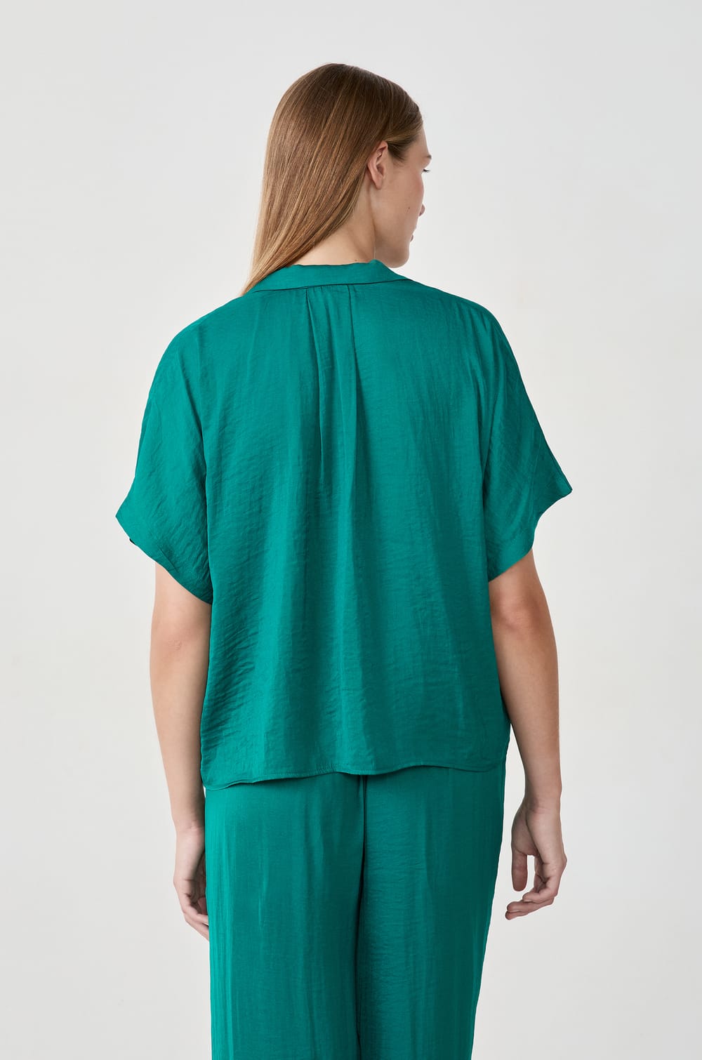 Chemise manches courtes satin&eacute;e;${refinementColor}