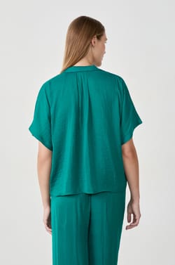 Chemise manches courtes satin&eacute;e;${refinementColor}