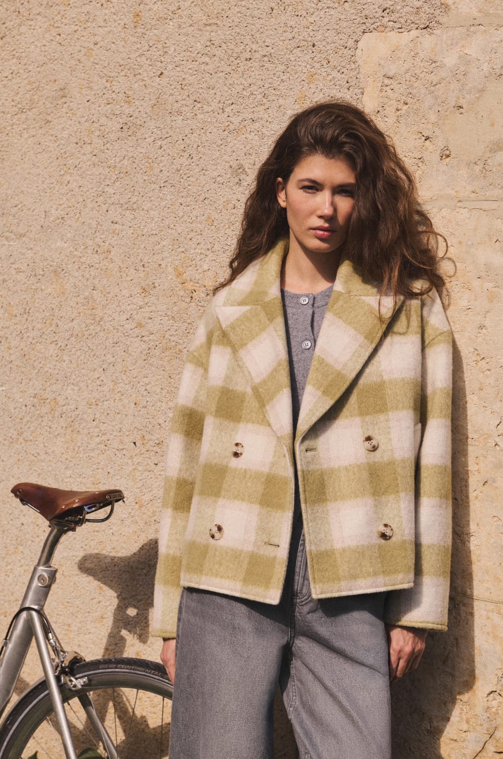 Short Checked Coat;${refinementColor}