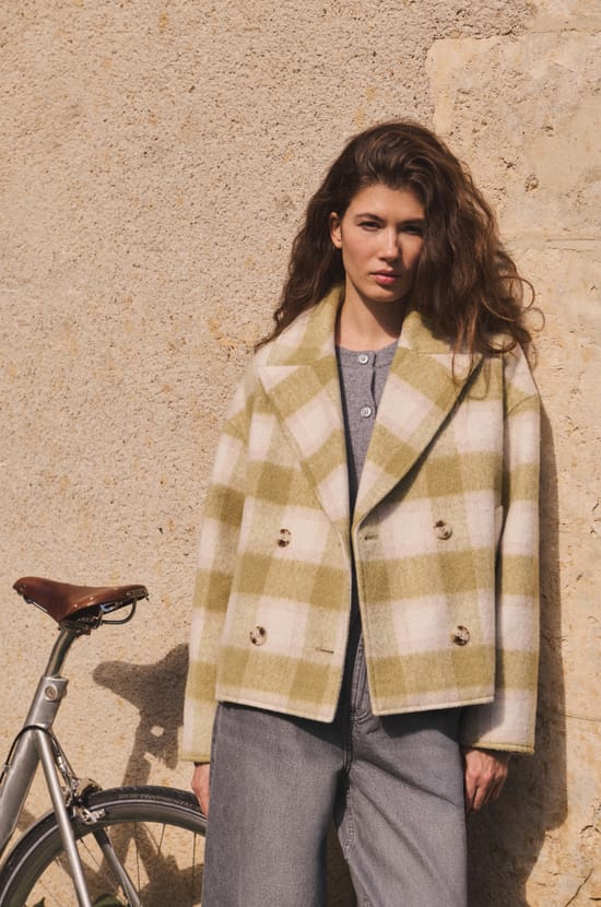 Short Checked Coat;${refinementColor}