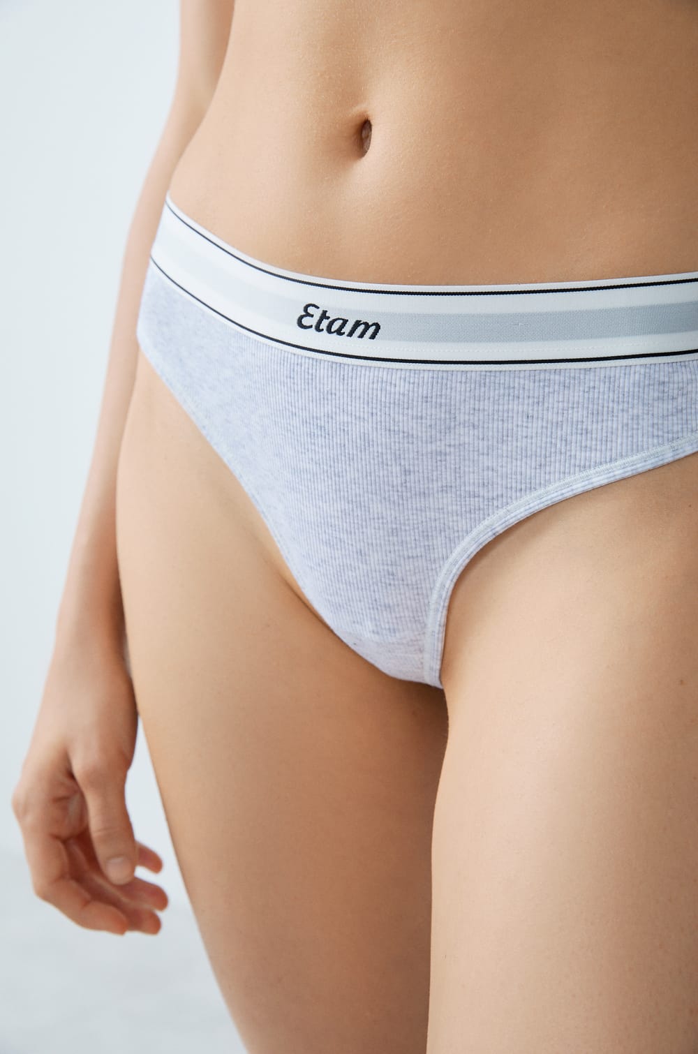 Ribbed Cotton Thong;${refinementColor}