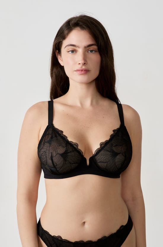 Embroidered Unlined Demi Bra;${refinementColor}