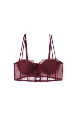 Soutien-gorge bustier coques fines en broderie;${refinementColor}