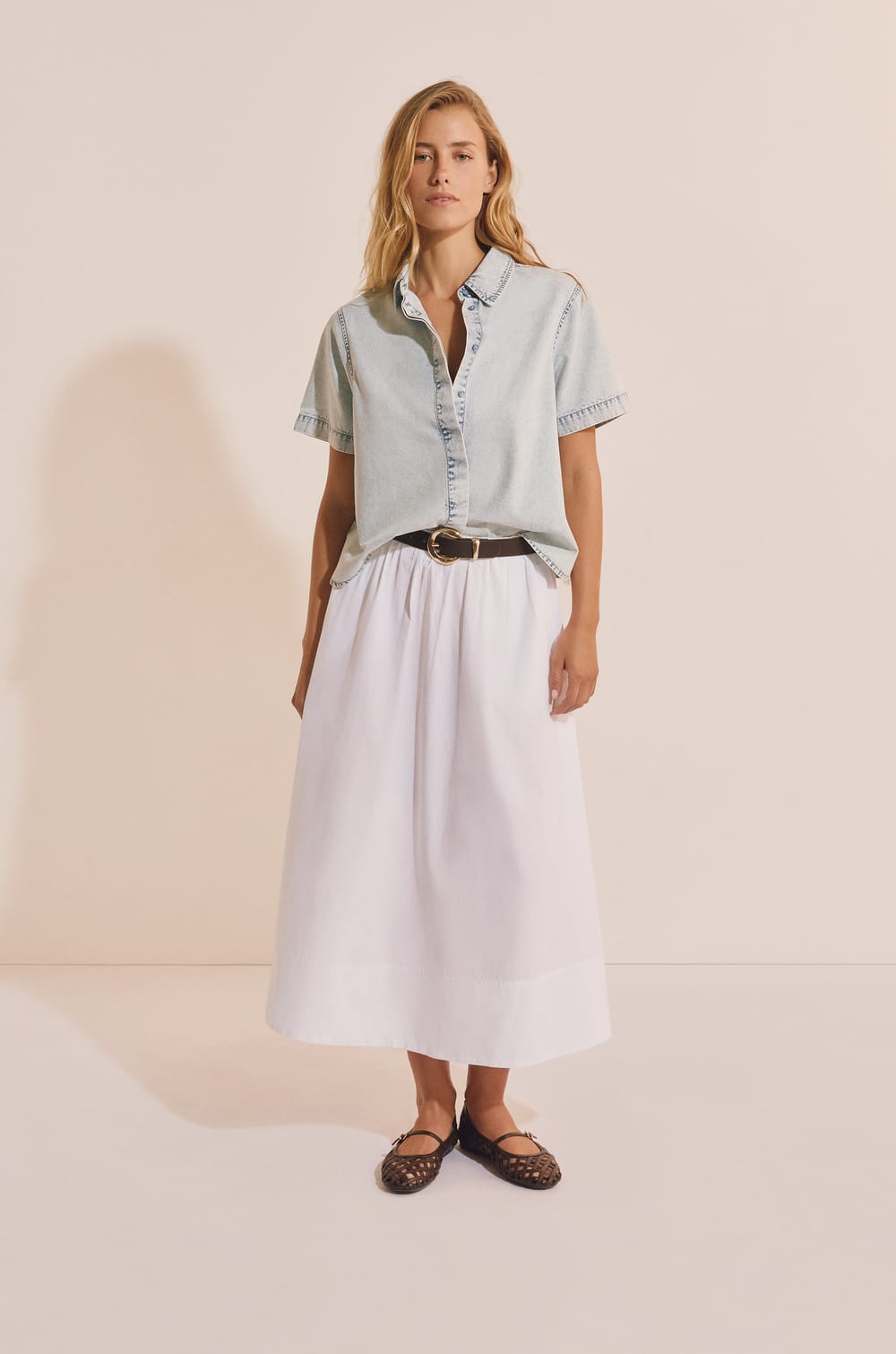 Jupe longue en coton;${refinementColor}