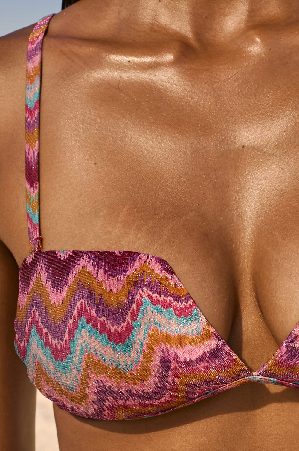 Haut de maillot de bain bandeau imprim&eacute; paillet&eacute; avec bretelles amovibles;${refinementColor}