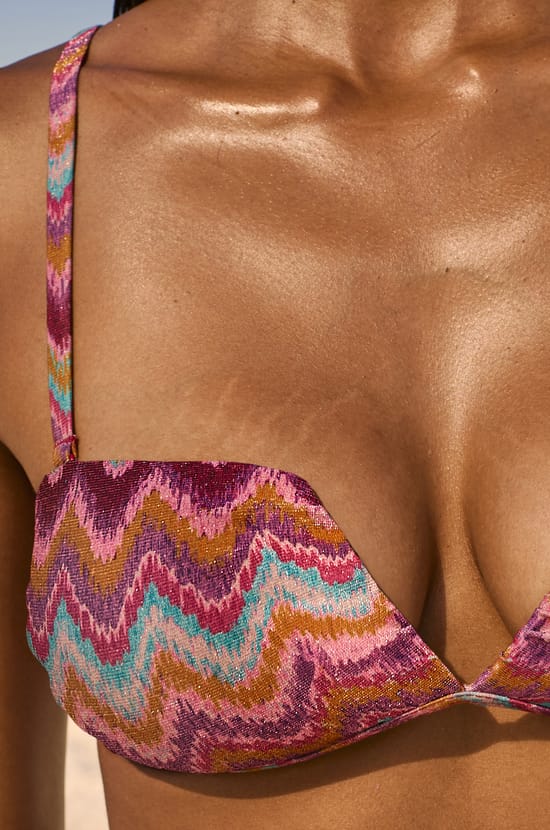 Haut de maillot de bain bandeau imprim&eacute; paillet&eacute; avec bretelles amovibles;${refinementColor}