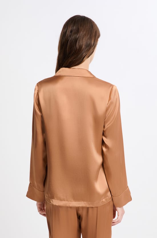 Chemise de pyjama manches longues en soie;${refinementColor}