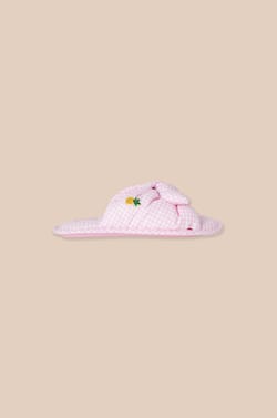 Cotton Slippers with Bow;${refinementColor}