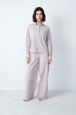 Chemise de pyjama manches longues en coton;${refinementColor}