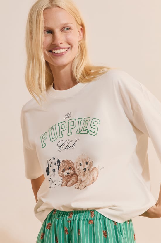 T-shirt avec motifs chiens en coton;${refinementColor}