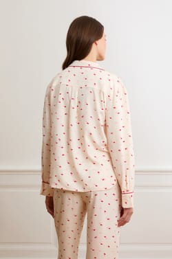 Satin Pajama Shirt With Kiss Print;${refinementColor}