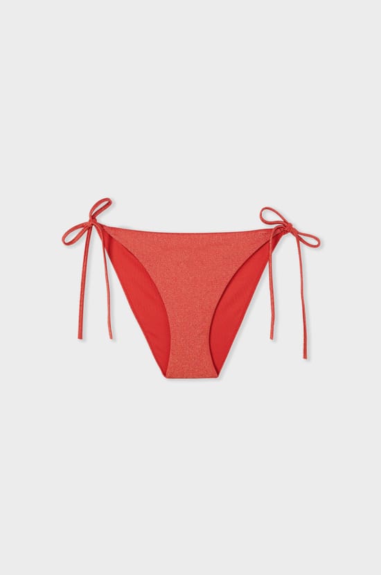 Glittery Brazilian tie-side bikini bottom;${refinementColor}