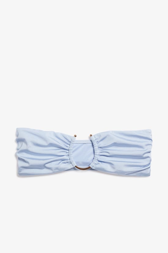 Strapless Bikini Top with Satin Ring Detail;${refinementColor}