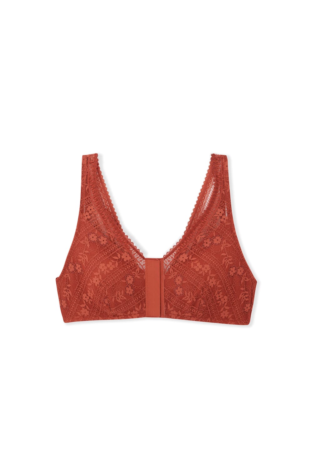 Post-mastectomy wireless bralette with front opening;${refinementColor}