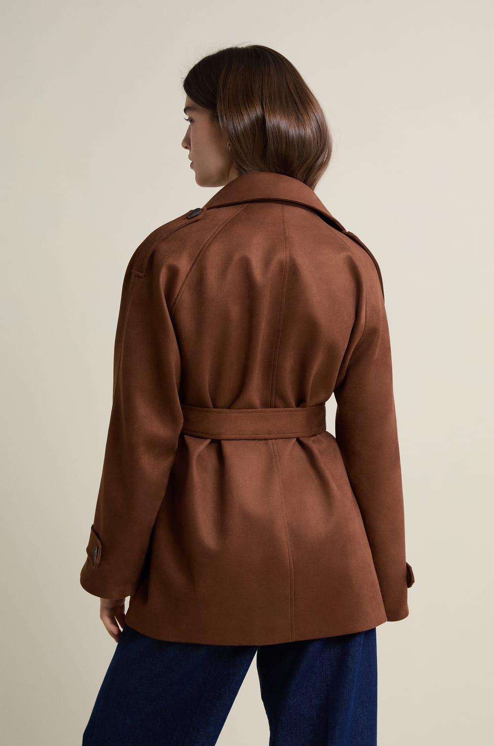 Mid-Length Belted Trench Coat;${refinementColor}