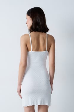 Nuisette courte en coton en pointelle;${refinementColor}