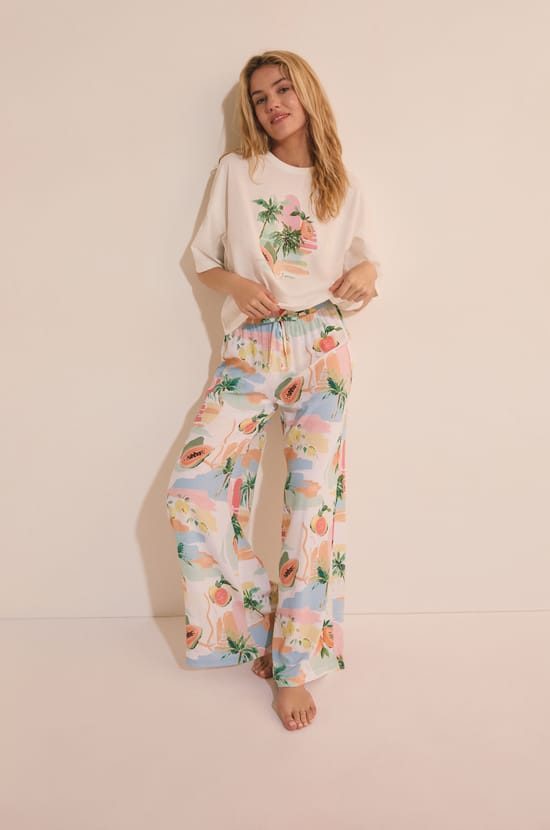 Pyjama T-shirt with Print;${refinementColor}