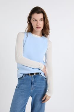 Top sans manches en coton avec boutons dor&eacute;s;${refinementColor}
