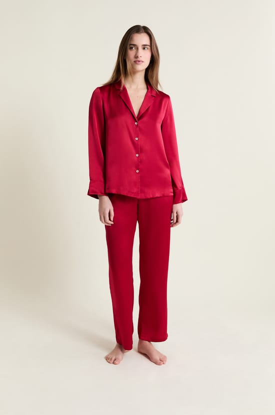 Washable Long-Sleeved Silk Shirt;${refinementColor}