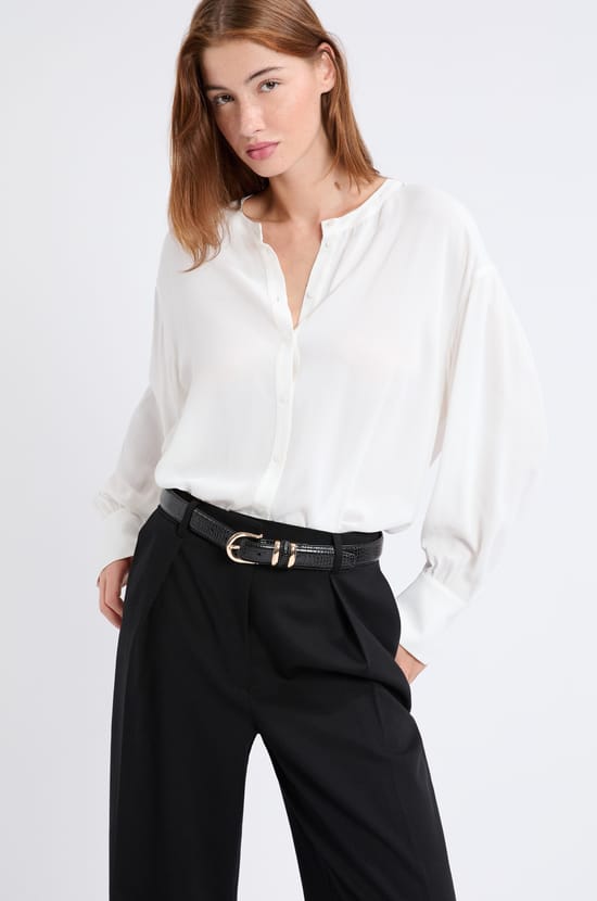 Chemise à manches longues en crepe;${refinementColor}