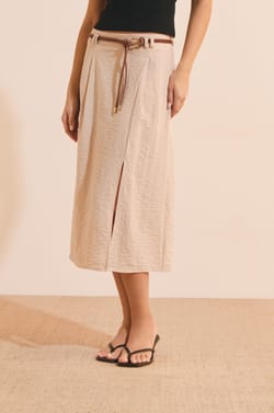 Jupe midi &agrave; fente;${refinementColor}