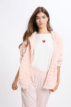 3-Piece Pyjama Set with Heart Print in Cotton;${refinementColor}
