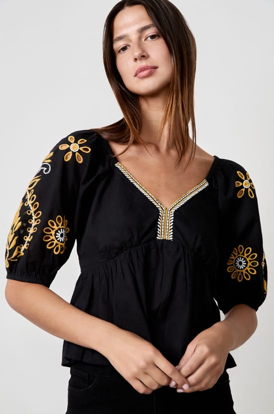 Blouse brodée dos nu;${refinementColor}