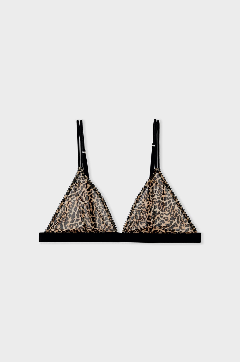 BH ohne Bügel Triangel-BH Leoparden-Tüll;${refinementColor}