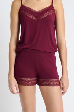 Pyjama shorts with lace details;${refinementColor}