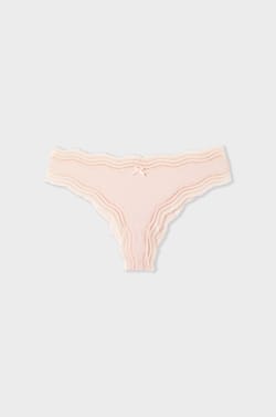 Tanga bords dentelle en microfibre;${refinementColor}