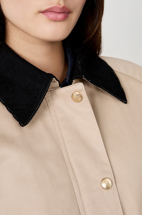Blouson à col velours et coupe droite;${refinementColor}
