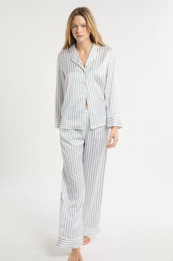 Pyjama Hose mit Streifen aus Satin;${refinementColor}