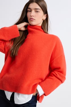 High Neck Cashmere Sweater;${refinementColor}