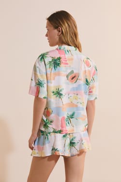 Camisa de pijama corta estampada;${refinementColor}
