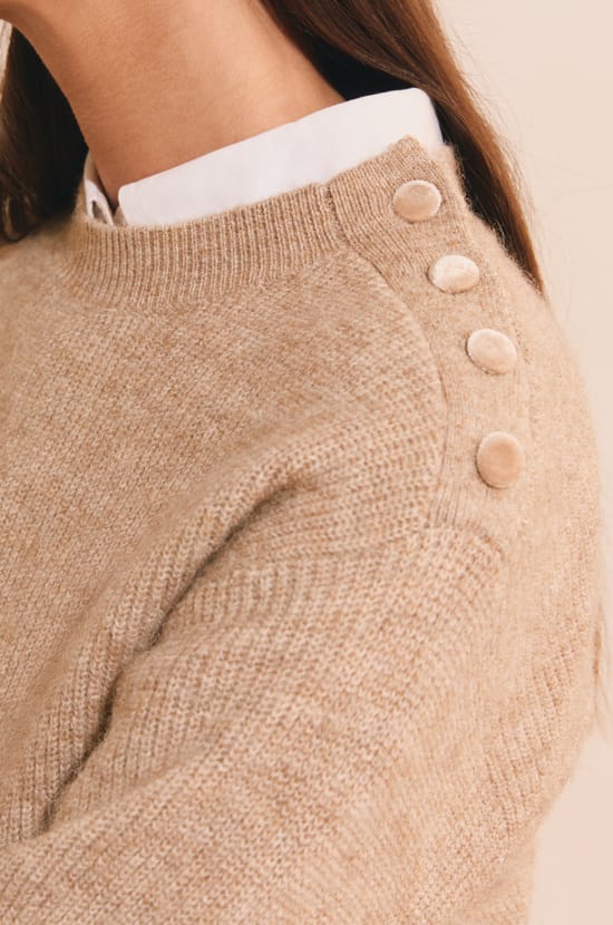 Pull manches longues avec d&eacute;tails boutons;${refinementColor}