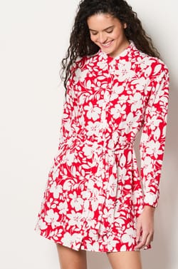 Belted Shirt Dress;${refinementColor}