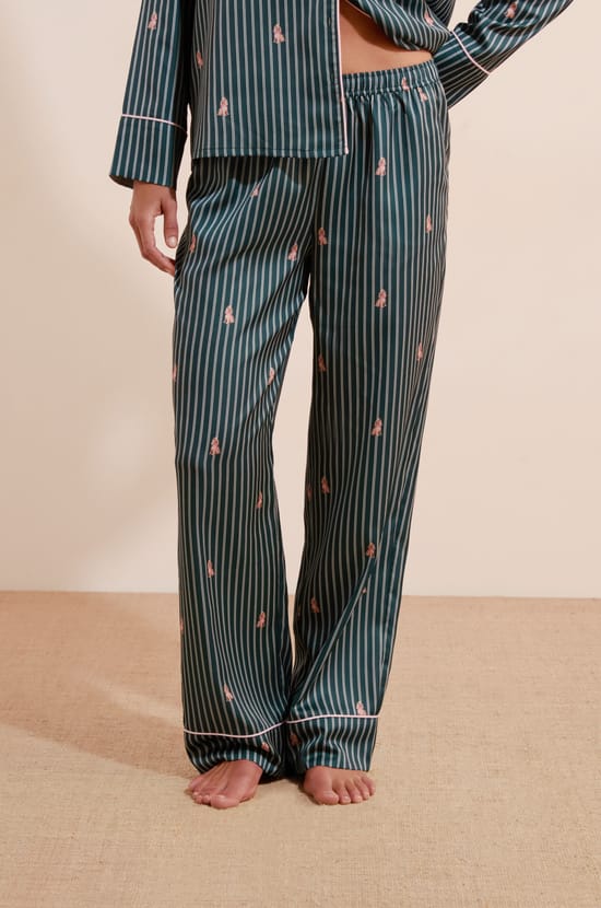 Pantalon de pyjama &agrave; rayures &agrave; motifs chiens;${refinementColor}