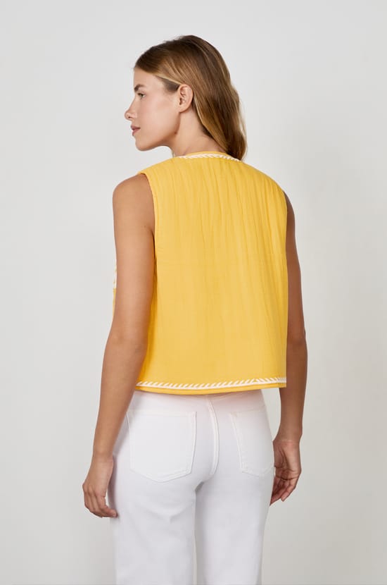Embroidered Sleeveless Cardigan;${refinementColor}