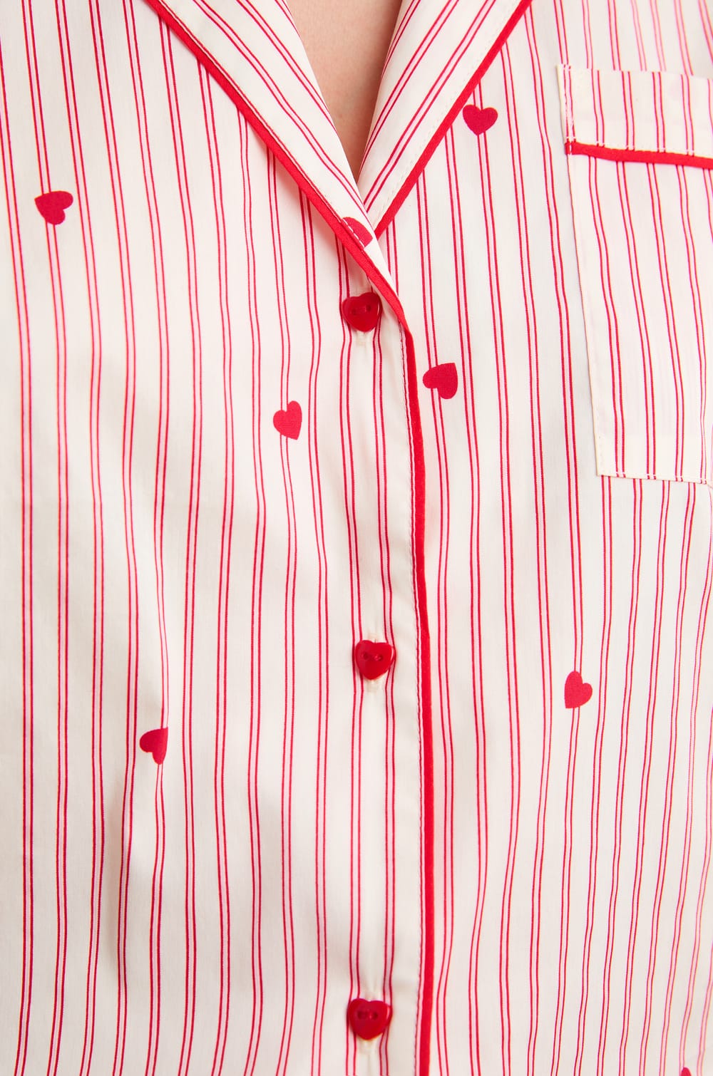Striped And Heart Print Shirt With Cotton;${refinementColor}