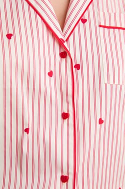 Striped And Heart Print Shirt With Cotton;${refinementColor}
