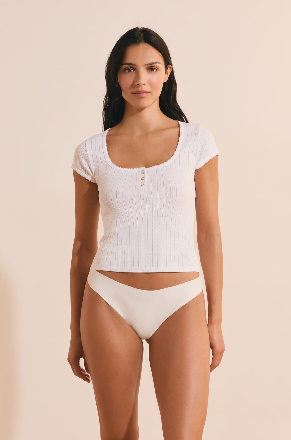 Tanga en coton sans coutures;${refinementColor}