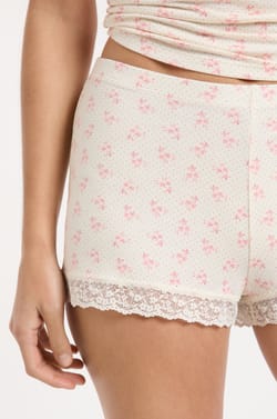 Short de pyjama avec d&eacute;tails dentelle;${refinementColor}
