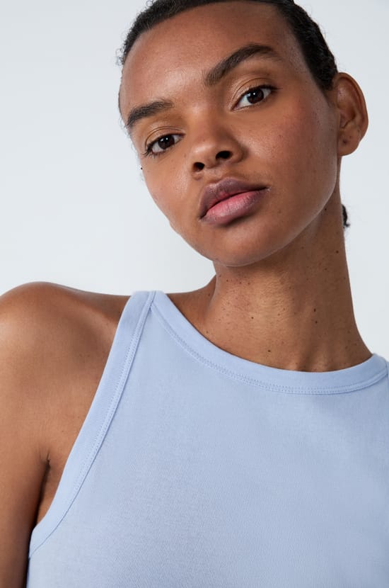 Débardeur côtelé en coton;${refinementColor}